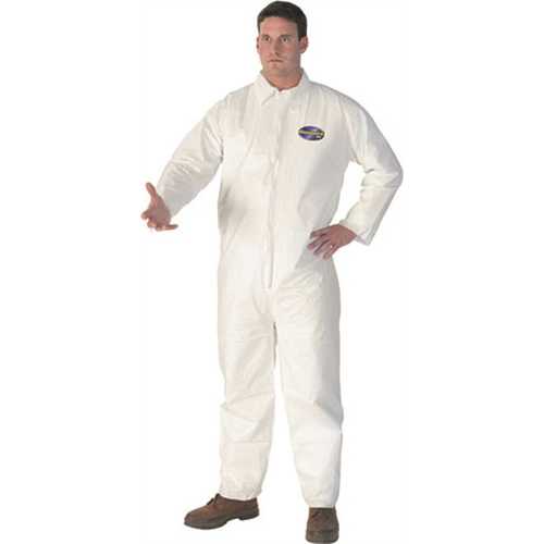 KLEENGUARD* A40 LIQUID AND PARTICLE PROTECTION COVERALLS, ZIPPER FRONT, WHITE, X-LARGE