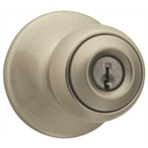 Keyed Entry Door Knob Lockset in Satin Nickel