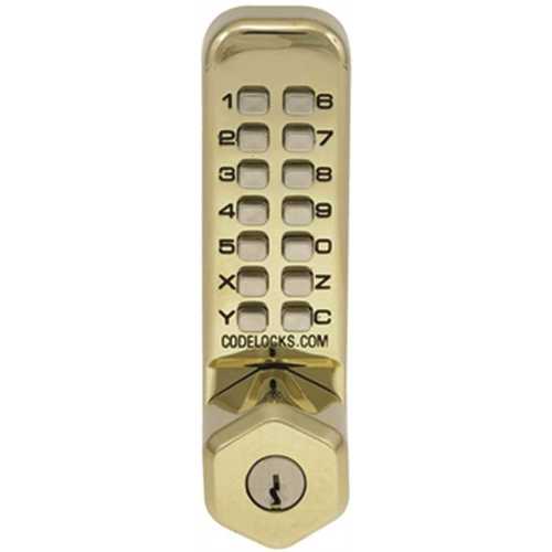 210 Polished Brass Deadbolt Key Override Mechanical Keypad Door Lever