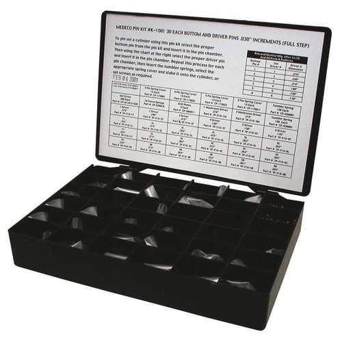 Medeco Security Locks K-1001 Pin Kit, Original, Full Step, Plasitc Box, 30 of Each Bottom & Top Pins
