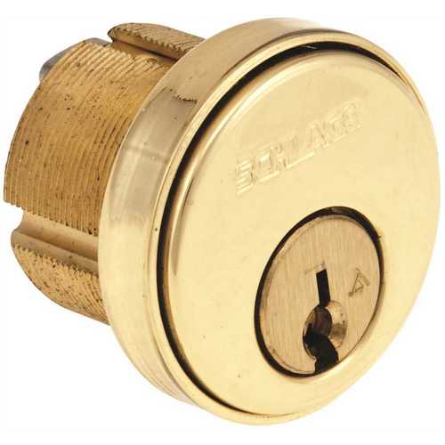 1-1/4" Everest Conventional Mortise Cylinder C123 Keyway with Compression Ring and Spring with Straight Cam Bright Brass Finish