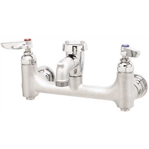 Wall-Mounted Service Sink Faucet with 8 in. Centers, Vacuum Breaker, and Built-In Stops, Rough Chrome