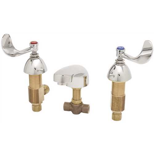T & S BRASS & BRONZE WORKS B-2485 Deck Mount Mixing Bathroom Faucet with 8 in. Centers, Flexible Supplies, and 4 in. Wrist Action Handles