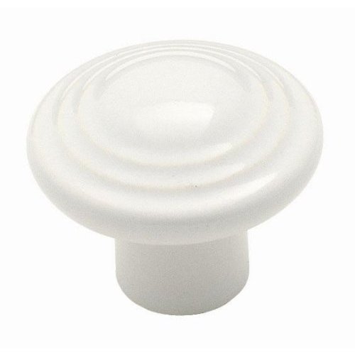 White Contemporary Round Mushroom Cabinet Knob 1-3/8" Diameter For Kitchen And Cabinet Hardware