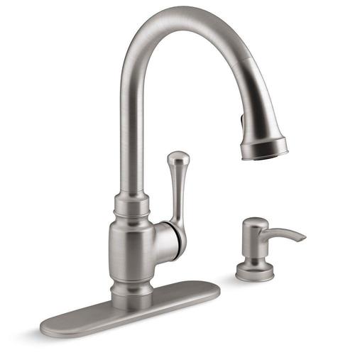 15.4375 Inches Height Carmichael Single-Handle Pull-Down Sprayer Kitchen Faucet in Stainless Steel Vibrant Stainless