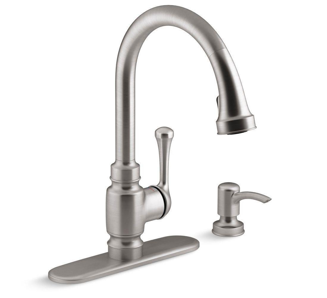 Kohler R72512 Sd Vs 15 4375 Inches Height Carmichael Single Handle Pull Down Sprayer Kitchen Faucet In Stainless Steel Vibrant Stainless