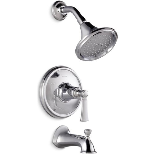 10.5 Inches Length Elliston 1- Handle Bathtub and Shower Faucet with Single Function Showerhead Polished Chrome