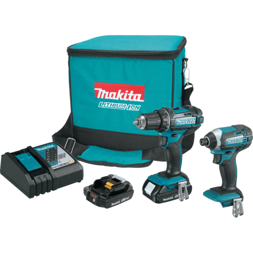 Makita CT225R 18-Volt LXT Lithium-Ion Cordless Driver Drill and Impact Driver Combo Kit (2-Tool) with (2) 2Ah Batteries, Charger, Bag Teal