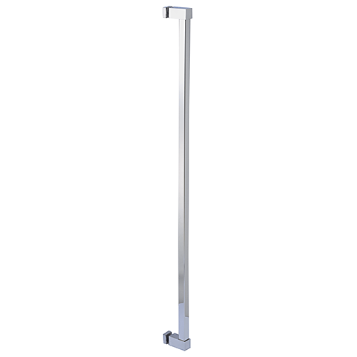 Polished Stainless Single Sided Cut To Size Glass Mounted Square Ladder Style Pull Handle with Square Mounting Posts
