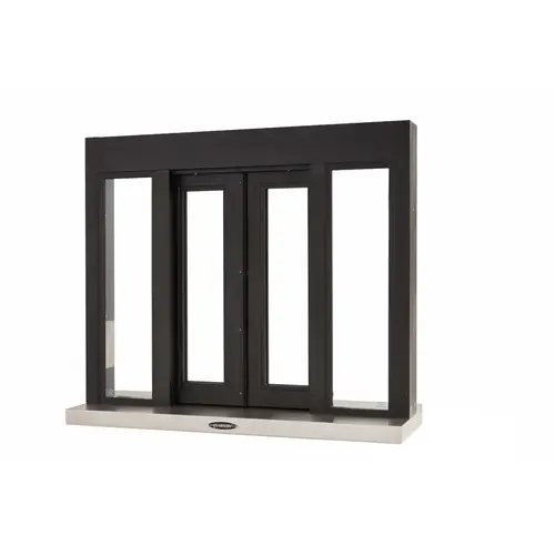 Self Closing Bi Parting Drive Thru Slider Window Manually Operated with Micro Switch Clear Anodized Aluminum