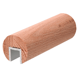 Red Oak 2" Diameter Wood Cap Rail - 1/2" or 5/8" Glass
