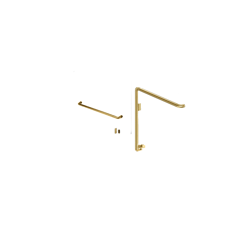 Polished Brass Left Hand Double Acting Rail Mount Retainer Plate "A" Exterior Bottom Securing Electronic Egress Control Handle