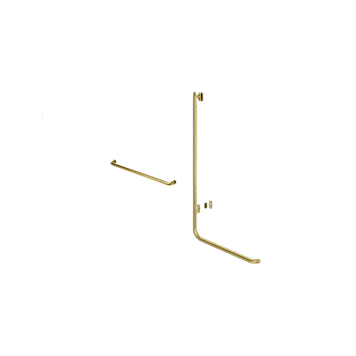 Satin Brass Left Hand Reverse Glass Mount Retainer Plate "A" Exterior, Top Securing Panic Handle