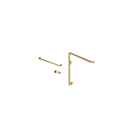 Satin Brass Left Hand Double Acting Rail Mount Keyed Access "A" Exterior Bottom Securing Electronic Egress Control Handle