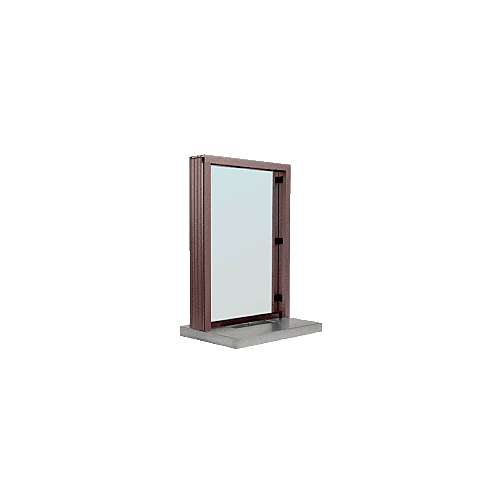 Dark Bronze Aluminum Standard Inset Frame Interior Glazed Exchange Window with 18" Shelf and Deal Tray