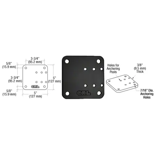 Black 5" x 5" Offset Base Plate