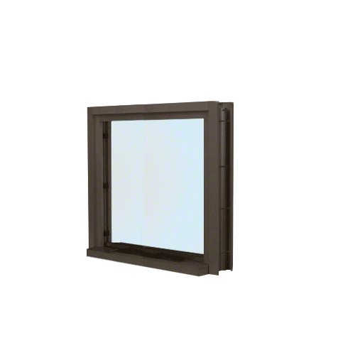 Dark Bronze 40" Wide Bullet Resistant Interior Window with Surround and 12" Shelf with Deal Tray