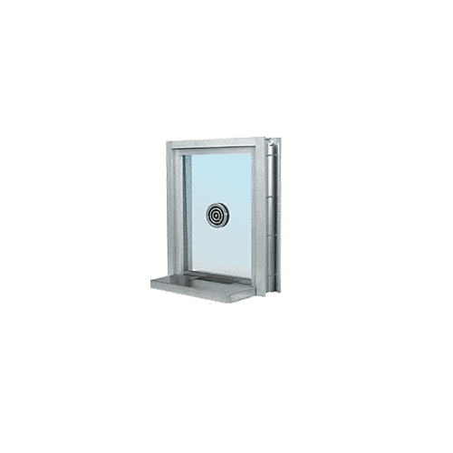 CRL C0EW18A Satin Anodized Aluminum Clamp-On Frame Exterior Glazed Exchange Window with 18" Shelf and Deal Tray