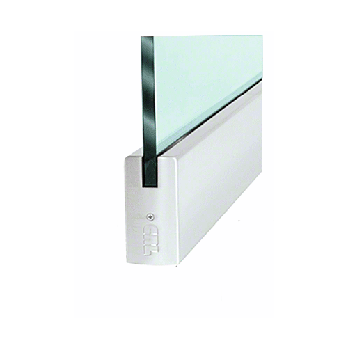 Satin Anodized 1/2" Glass 4" Square Door Rail Without Lock - Custom Length