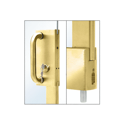 Polished Brass Center Lock with Bottom Rail Extension Rod Throw - One Point Plus Keeper