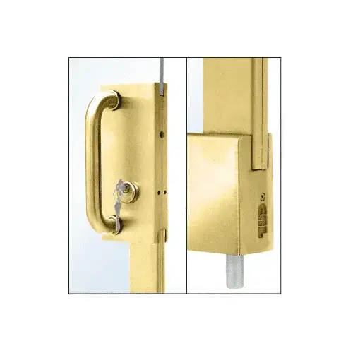 Polished Brass Center Lock with Bottom Rail Extension Rod Throw - One Point Plus Keeper