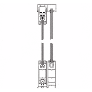 Satin Anodized OX/XO SSR 6" Bottom and 4" 241" Top Rail Square Sliding Door System