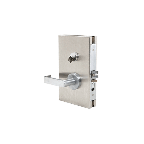 Brushed Stainless 6" x 10" LH Center Lock with Deadlatch in Office Function
