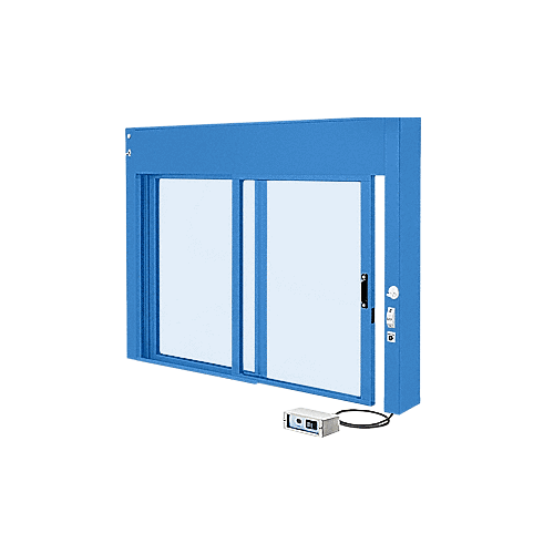 Powder Painted (Specify) Custom Size All Electric Fully Automatic Deluxe Sliding Service Window XO or OX With Aluminum Half Bottom Track