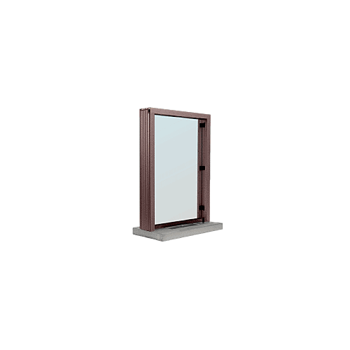 Dark Bronze Aluminum Standard Inset Frame Interior Glazed Exchange Window with 12" Shelf and Deal Tray