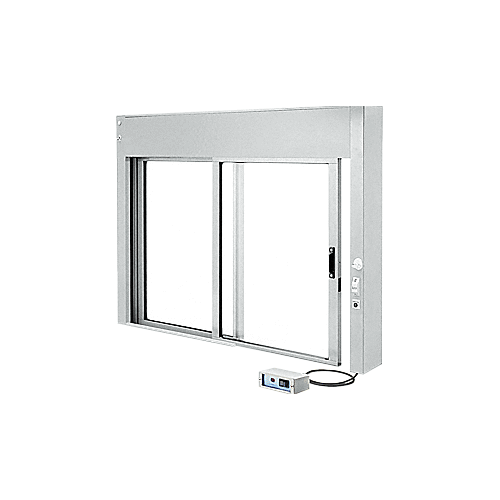 Satin Anodized Custom Size All Electric Fully Automatic Deluxe Sliding Service Window XO or OX With Aluminum Half Bottom Track