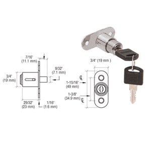 C.R LAURENCE LK54KA CRL Nickel Plated Keyed Alike Track Plunger Lock