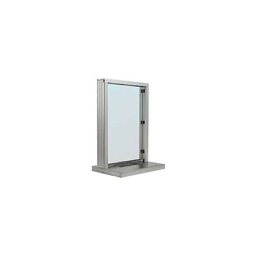 Satin Anodized Aluminum Standard Inset Frame Interior Glazed Exchange Window with 18" Shelf and Deal Tray