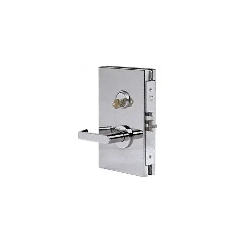 Brushed Stainless 6" x 10" LHR Center Lock With Deadlatch in Storeroom Function