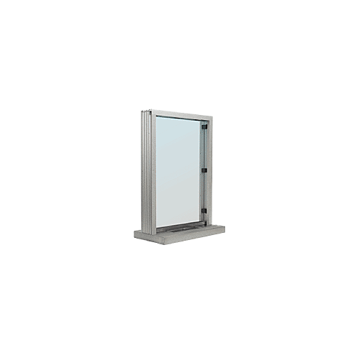 CRL S11W12A Satin Anodized Aluminum Standard Inset Frame Interior Glazed Exchange Window with 12" Shelf and Deal Tray