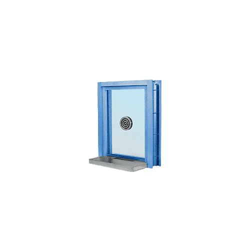 Custom Powder Painted (Specify) Aluminum Clamp-On Frame Exterior Glazed Exchange Window with 18" Shelf and Deal Tray