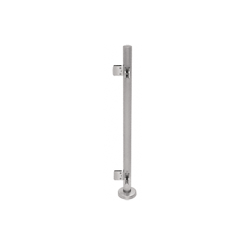 Brushed Stainless 42" Steel Square Glass Clamp 90 Degree Corner Post Railing Kit