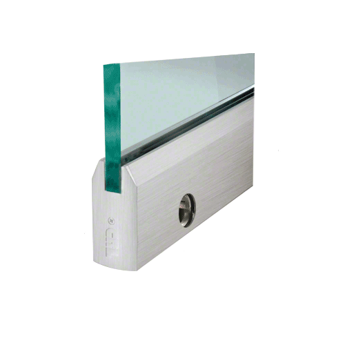 Brushed Stainless 1/2" Glass 4" Tapered Door Rail With Lock - Custom Length