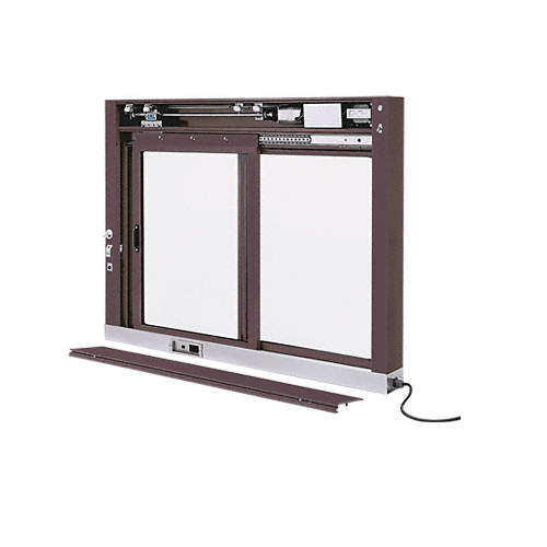 Dark Bronze Custom Size All Electric Fully Automatic Deluxe Sliding Service Window XO or OX With Stainless Steel Sill