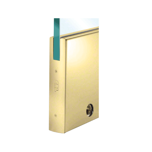 Polished Brass 5/8" Glass 10" Square Door Rail With Lock - Custom Length