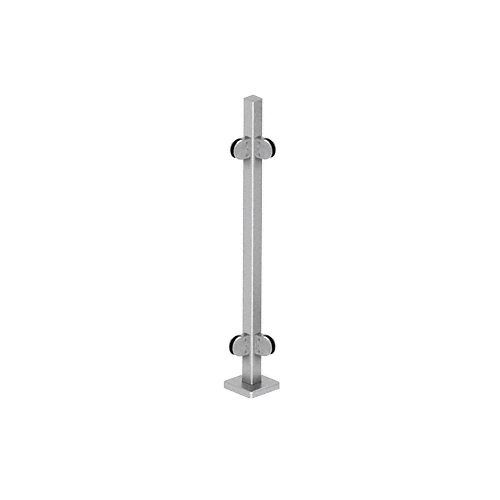 CRL SPR36LBS Brushed Stainless 36" Steel Square Glass Clamp 90 Degree Corner Square Post Railing Kit