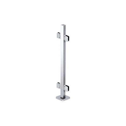 CRL SPS42CPS Polished Stainless 42" Steel Square Glass Clamp 180 Degree Center Square Post Railing Kit