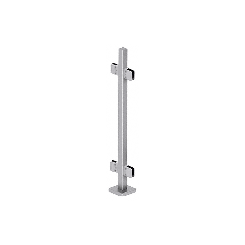 CRL SPS42CBS Brushed Stainless 42" Steel Square Glass Clamp 180 Degree Center Square Post Railing Kit