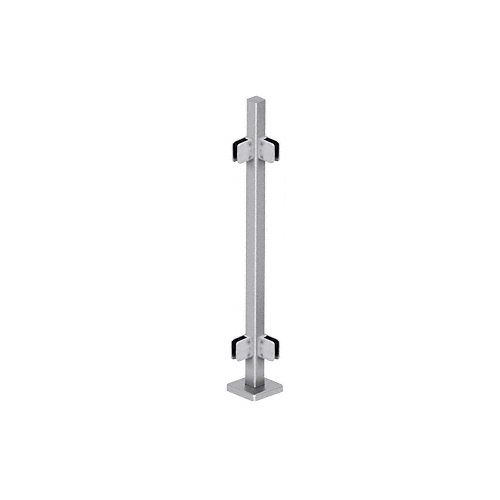 CRL SPS42LBS Brushed Stainless 42" Steel Square Glass Clamp 90 Degree Corner Post Railing Kit