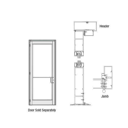 CRL-U.S. Aluminum DH350A10FNL11 DH-350 Up and Over Frame Prepped for Three-Point Lock and 3 Butt Hinges for 36" x 84" Door Opening Hinge Left Swing-Out, Clear Anodized Class 1