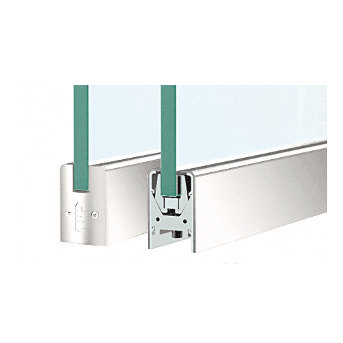 Polished Stainless 3/8" Glass Low Profile Square Door Rail Without Lock - 35-3/4" Length