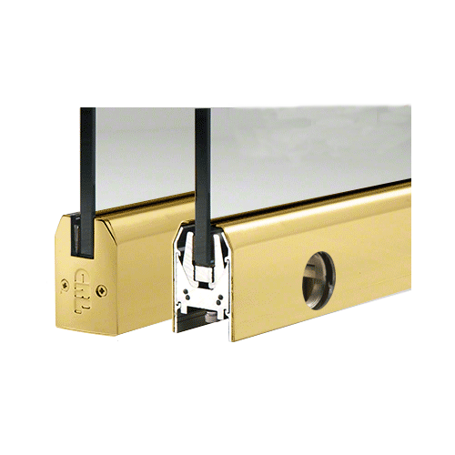 Polished Brass 3/8" Glass Low Profile Tapered Door Rail With Lock - 35-3/4" Length