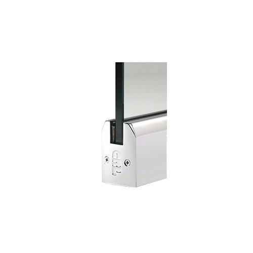 Polished Stainless 1/2" Glass Low Profile Tapered Door Rail With Lock - 35-3/4" Length