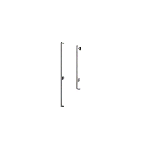 Brushed Stainless Left Hand Reverse Glass Mount Keyed Access "F" Top Securing Deadbolt Exterior Handle