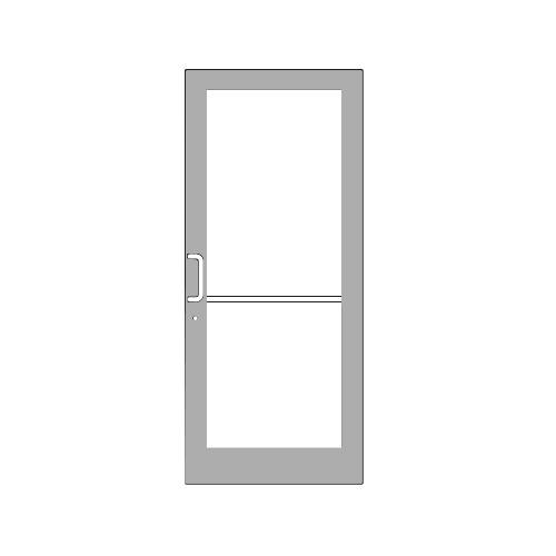 Clear Anodized 400 Series Medium Stile Active Leaf of Pair 3'0 x 7'0 Offset Hung with Geared Hinged Complete Door for 1" Glass with Standard MS Lock and Bottom Rail