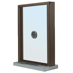 Dark Bronze Bullet Resistant 24" Wide Exterior Window with Speak-Thru and Shelf with Deal Tray for Walls 4-7/8" Thick